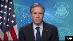 美國國務卿布林肯通過視頻對聯合國人權理事會講話。 （2021年2月24日）