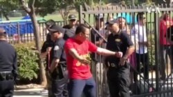 亲北京者洛杉矶集会，抗议者对峙