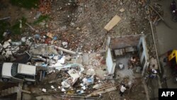 厄瓜多尔地震灾区鸟瞰图。该地区4月份曾经遭受7.8级强震，650人死亡 （2016年5月16日）