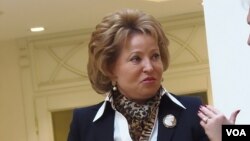 俄中领导人互访频繁，俄罗斯上议院议长马特维延科即将访华。（美国之音白桦拍摄）