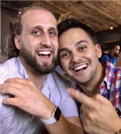 Zack Armstrong with his roommate Bruce Barlow. Both men are experiencing symptoms and are self-quarantining after their third roommate tested positive for COVID and is  in the hospital on a ventilator.