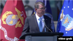 美国国防部长卡特2016年9月29日宣布亚洲再平衡进入第3阶段 （美国国防部视频截图） 