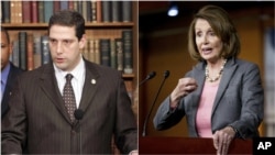 來自俄亥俄州的國會眾議員蒂姆·瑞安（左）與來自加州的南茜·佩洛西競爭眾議院少數黨領袖職位。