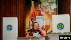 摩尔多瓦人在议会选举中投票