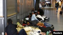 德國南部城市慕尼黑火車站出現難民