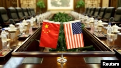 美中兩國在北京舉行貿易談判的會場。 （資料照片）