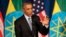 U.S. President Barack Obama gestures during a joint press conference with Ethiopian Prime Minister Hailemariam Desalegn at the National Palace in Addis Ababa, Ethiopia, July 27, 2015.